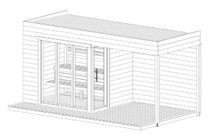 Modern Outdoor Sauna With Veranda "Nord" | G0424 | Fjord Series