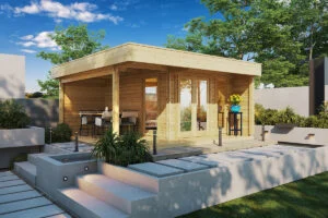 Caseta de jardín Hansa Lounge / 11,5m² / 5x5m / 44mm