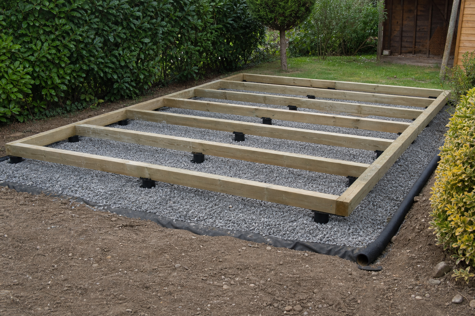 Prepared gravel and drainage layer