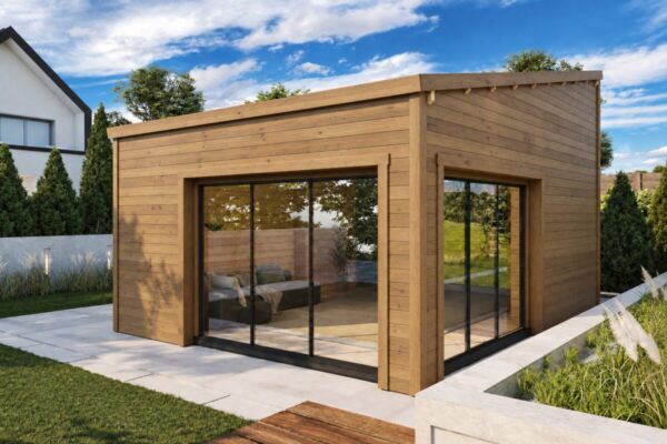 Caseta para Simulador de Golf 5 totalmente aislada con revestimiento de madera Termotratada – 27 m² / 6 × 4,5 m