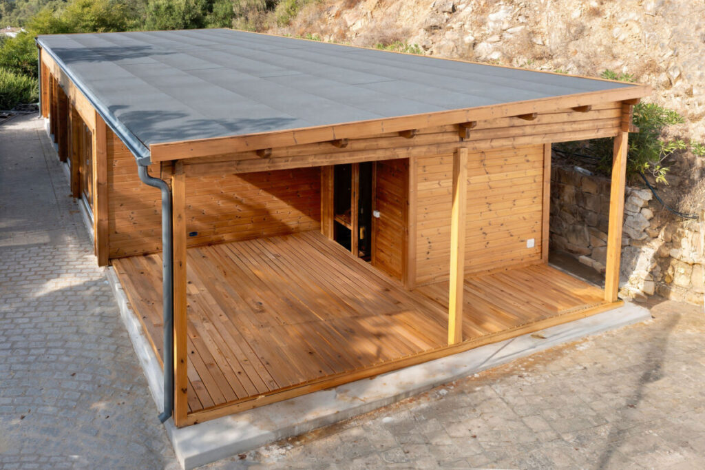 Caseta de jardin premium aislada revestimiento de madera termotratada