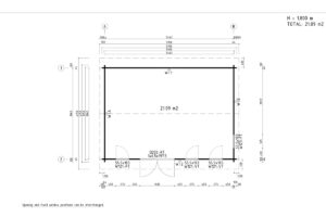 Ground plan for wooden garden building model g0249.