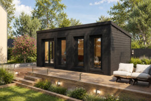 Caseta de jardín Liam totalmente aislada con revestimiento de madera Termotratada