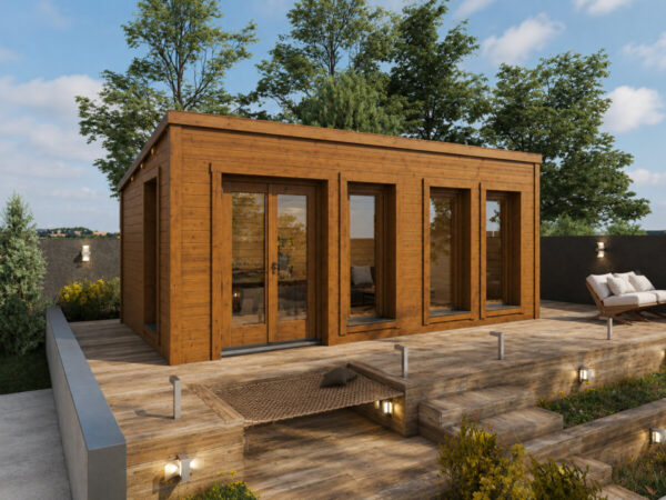 Caseta de jardín Liam totalmente aislada con revestimiento de madera Termotratada – 16 m² / 6 × 3 m