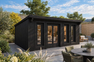 Caseta de jardín Barbados totalmente aislada con revestimiento de madera Termotratada