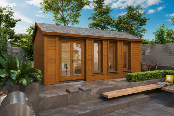Caseta de jardín Linda totalmente aislada con revestimiento de madera Termotratada – 16 m² / 6 × 3 m