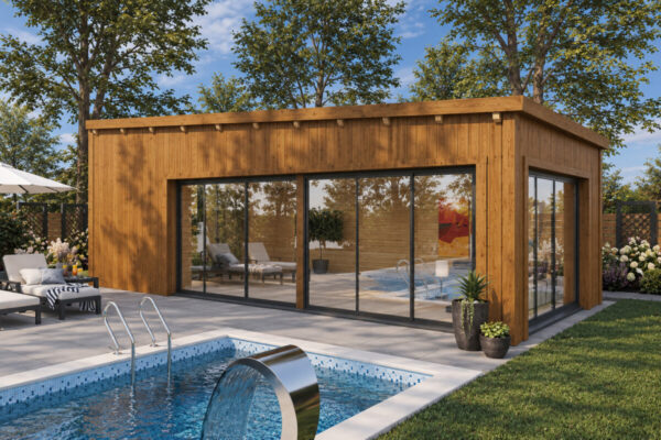Salón de jardín Ibiza totalmente aislado con revestimiento de madera Termotratada