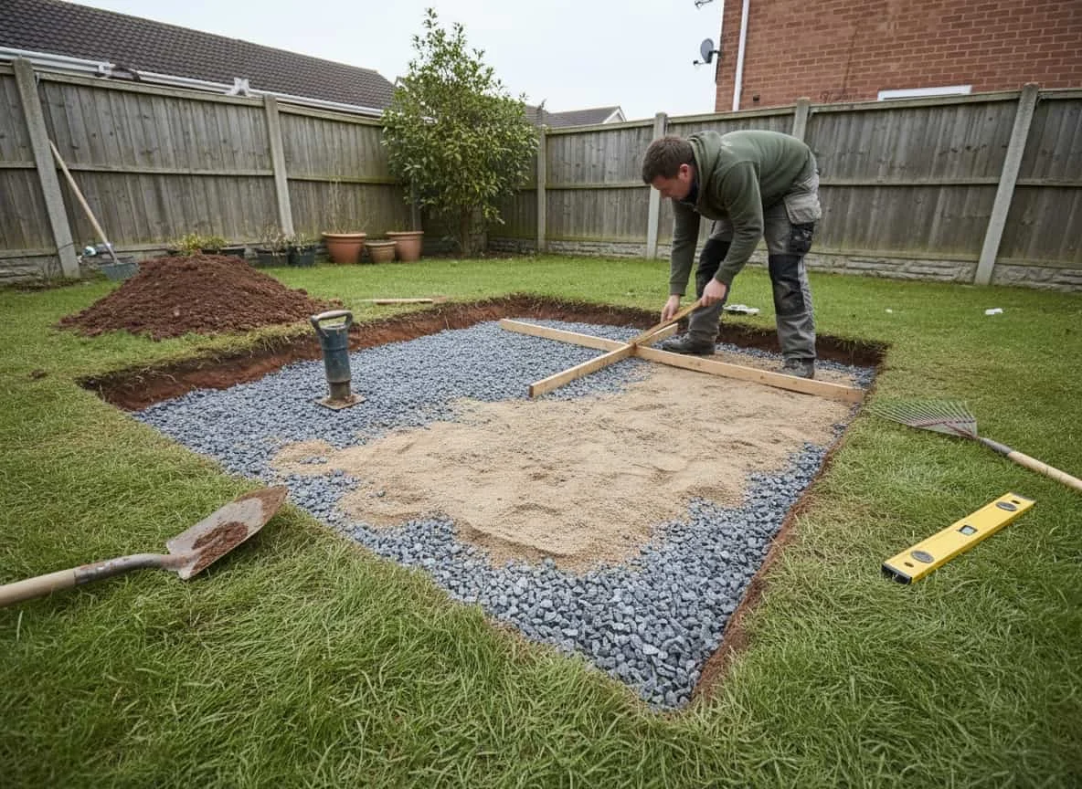 Levelled gravel and sand sub-base